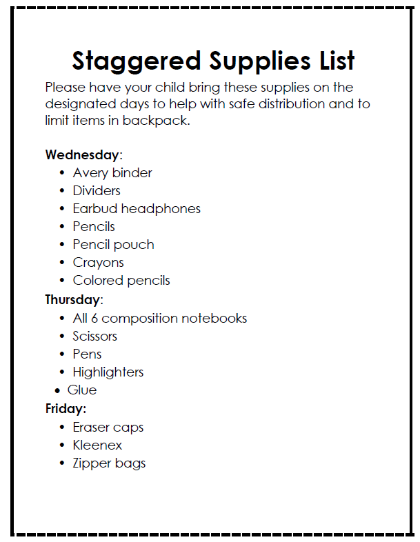 Staggered Supply List